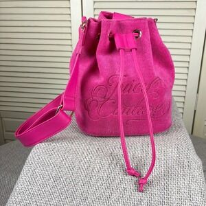 Retro Juicy Couture Pink Terry Cloth Bucket Bag Modern Barbie Couture Crossbody